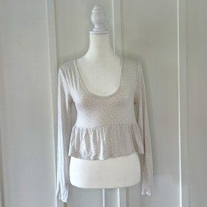 PacSun Me to We Cream and Blue Star Print Top Size Medium